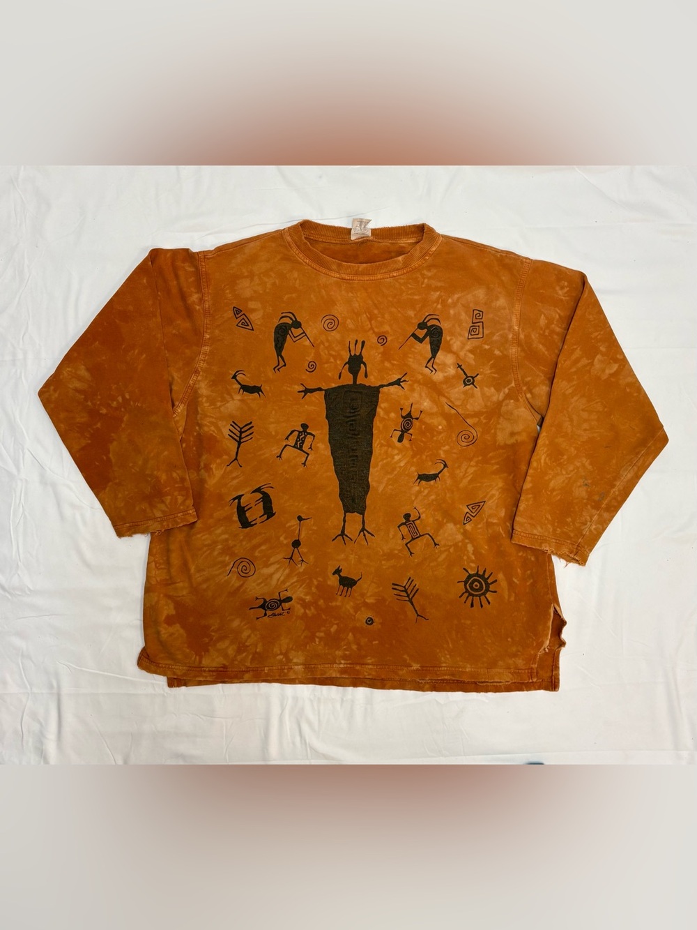 Vintage BFOFO Boxy Crewneck Sweatshirt 90 Art to Wear Acid Wash Southwest Grunge